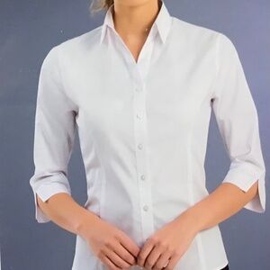 Suzyshier White 3/4 length sleeve white blouse size M